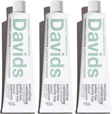 Davids Hydroxi Fluoride Free Nano Hydroxyapatite Whitening + Enamel Health Toothpaste, Antiplaque, Fresh Breath, Remineralizing, Sls Free, Natural Peppermint, 4 Oz, Made In Usa