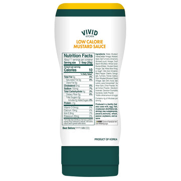 Vivid Kitchen Low-Calorie Mustard Sauce - 2 Pack - Low Sugar, 10 Cal/Serving - Allulose Sweetened, No Preservatives Or Msg - Easy Squeeze Bottle - Healthy, Flavorful Mustard For Sandwiches, Dressings, Marinades & More