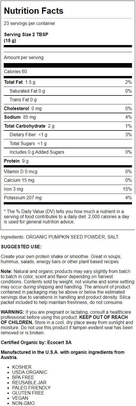Bareorganics Pumpkin Protein Powder, 12 Oz : Health & Household