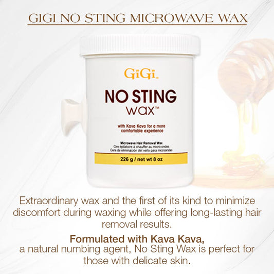 Gigi No Sting Wax With Kava Kava – Microwave Hair Removal Wax, 8 Ounces