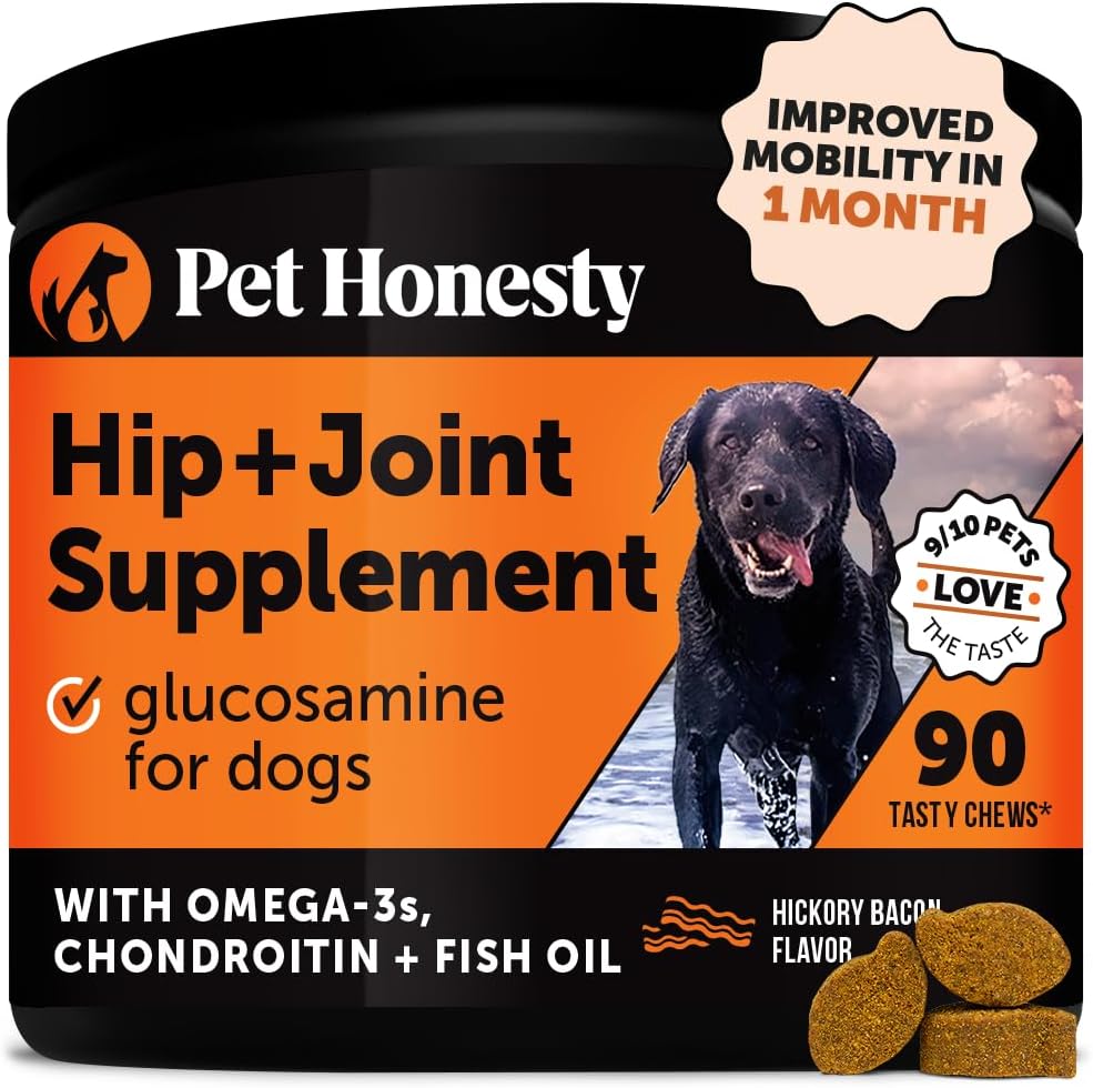 Pet Honesty Hip & Joint Health - Glucosamine For Dogs Soft Chews, Joint Supplement For Dogs With Glucosamine Chondroitin, Fish Oil, Msm, Turmeric, Advanced Pet Joint Support And Mobility (Bacon 90 Ct)