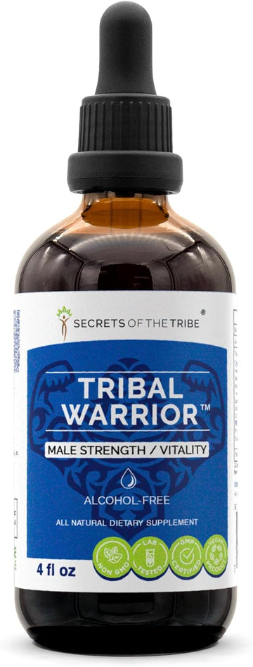 Secrets of the Tribe - Tribal Warrior, Herbal Supplement Blend Drops Alcohol-Free Liquid Extract, Male Strength/Vitality (4 fl oz)
