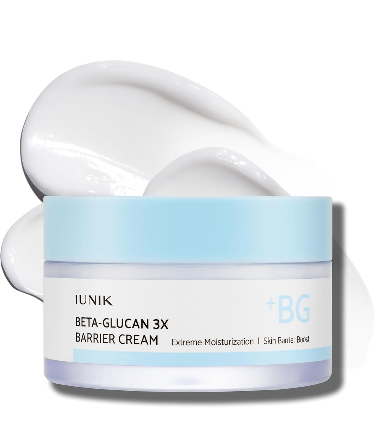 Iunik Beta-Glucan Non-Sticky Deep Moisture Hydration 3X Barrier Cream Day&Night Moisturizer Quick Absorption Barrier Strengthening For Sensitive Dry Skin With Shea Butter Panthenol Korean Skincare