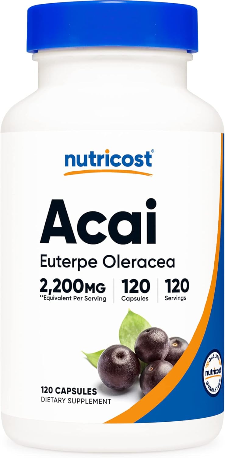 Nutricost Acai Extract 550mg, 120 Vegetarian Capsules (Euterpe Oleracea) - Non-GMO, Gluten Free