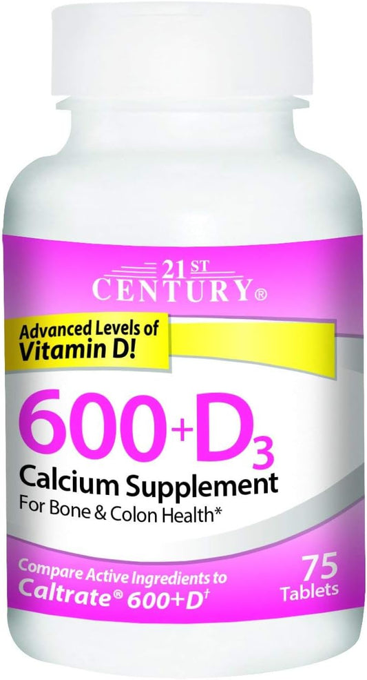 21st Century Calcium 600+D3 Tablet 600mg-800U 75 Count (2 pack)