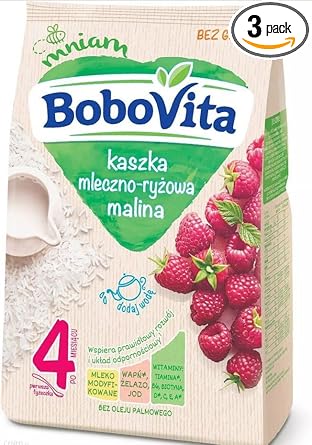 Bobovita Milk And Rice Gruel With Raspberries For Babies (Pack Of 3)