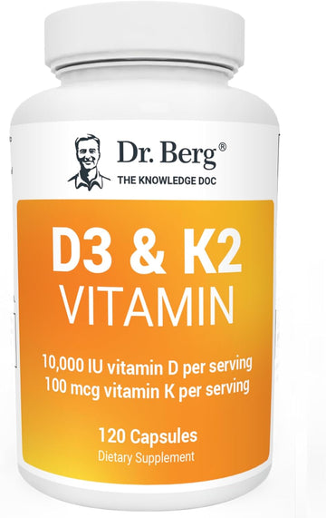 Dr. Berg D3 K2 Vitamin 5000 Iu W/Mct Powder - Includes 50 Mcg Mk7 Vitamin K2, Purified Bile Salts, Zinc & Magnesium For Ultimate Absorption - K2 D3 Vitamin Supplement