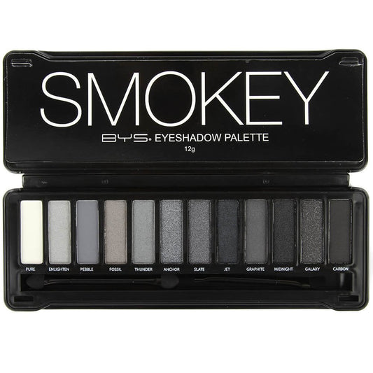 Bys 12 Color Eyeshadow Palette, Nude Smokey, 3 Ounce, 1 Count : Beauty & Personal Care