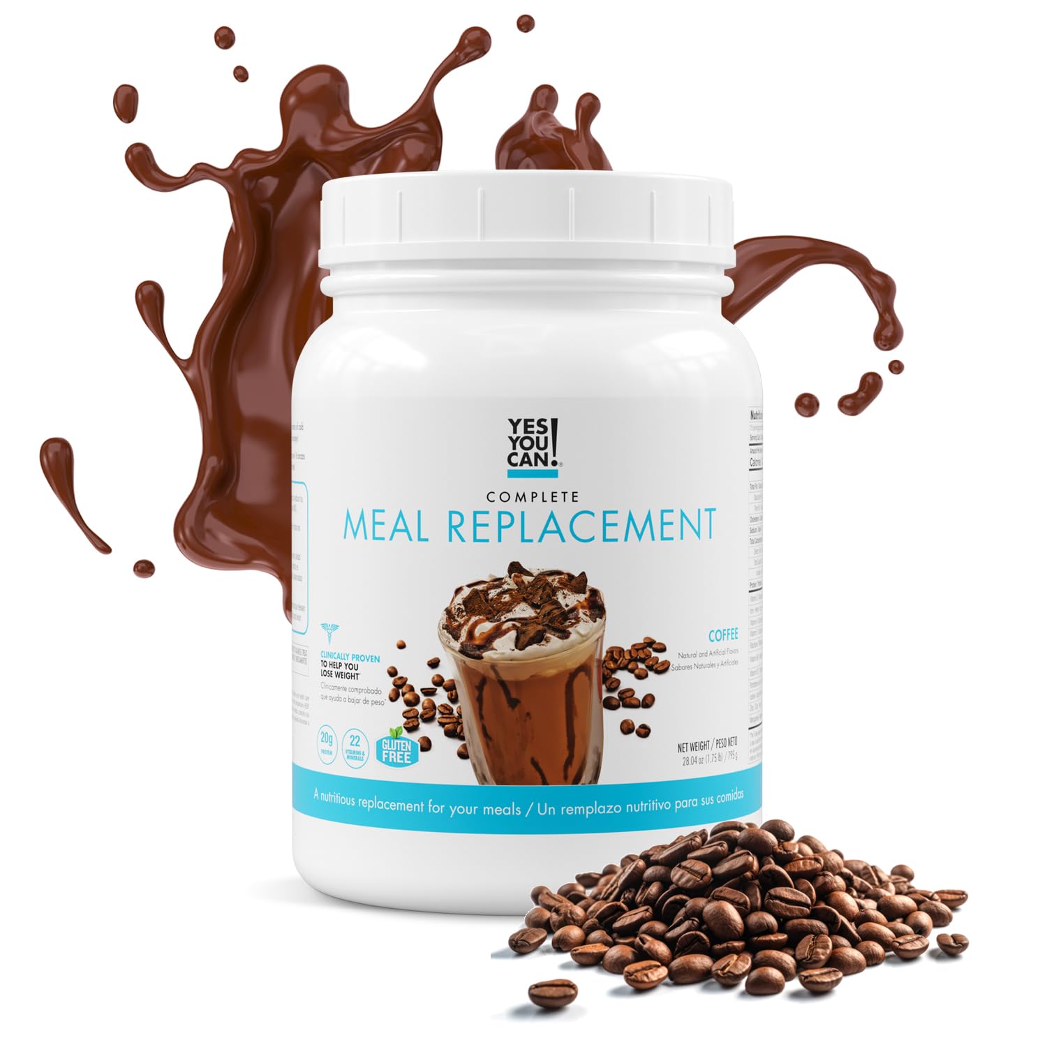 Yes You Can! Complete Meal Replacement - 15 Servings, 20G Of Protein, 0G Added Sugars, 21 Vitamins And Minerals - All-In-One Nutritious Meal Replacement Shake (Coffee)