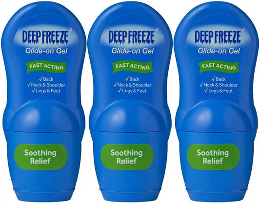 Deep Freeze Pain Relief Glide-On Gel, Cold Gel Roll On, 3 X 50G (Pack Of 3)