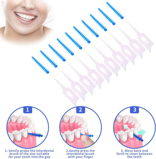 160 Pieces Dual-Use Interdental Brushes, Silicone Tooth Floss Picks Dental Picks Interdental Brush Toothpick Dental Brushes Teeth Brush Picks for Braces Oral Cleaning