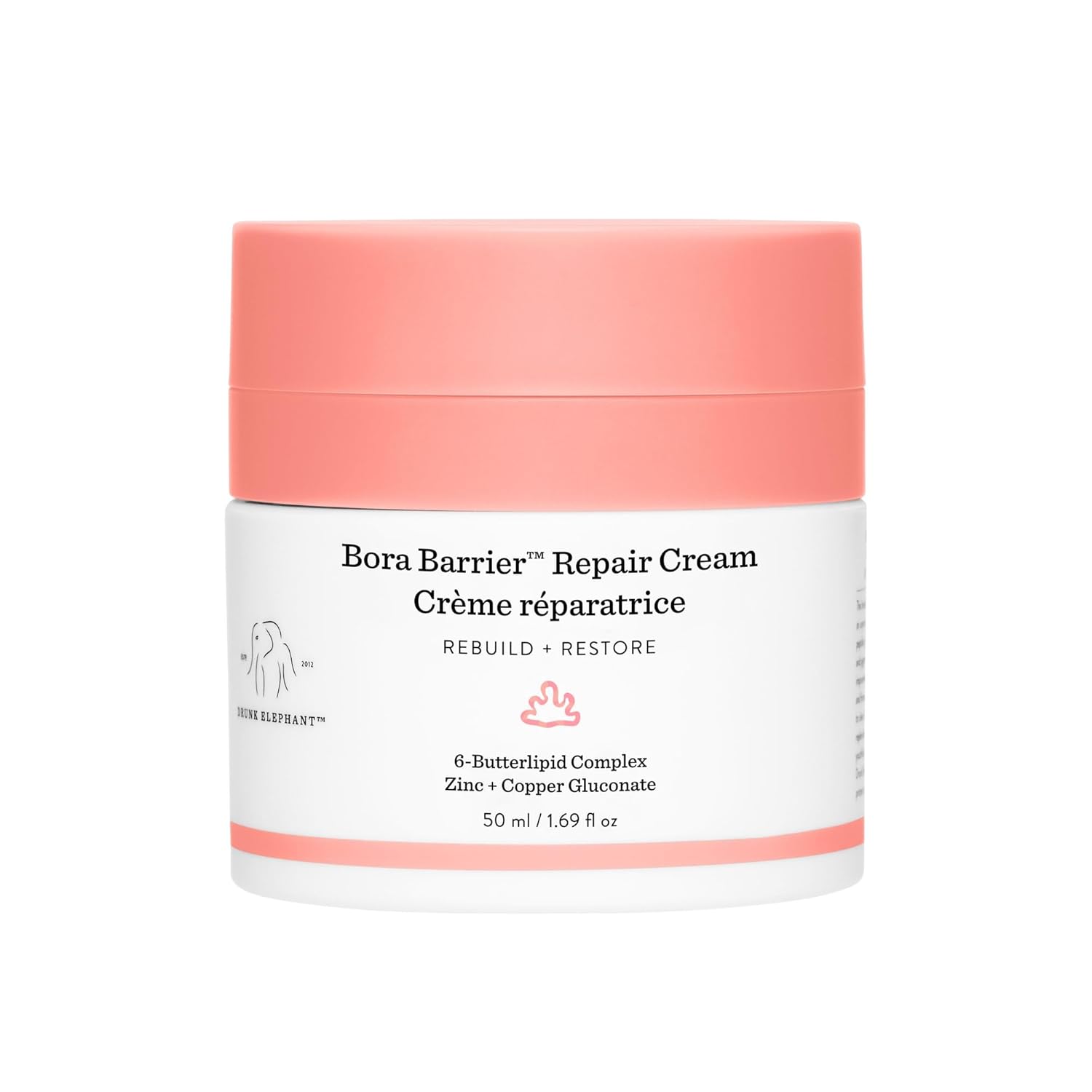 Drunk Elephant Bora Barrier Repair Cream - 50 Ml/1.69 Fl Oz - Ultra-Rich Moisturizer - Clean Clinical Skincare - Cruelty-Free - Dermatologist-Tested - Free Of Essential Oils, Silicones, And Fragrance
