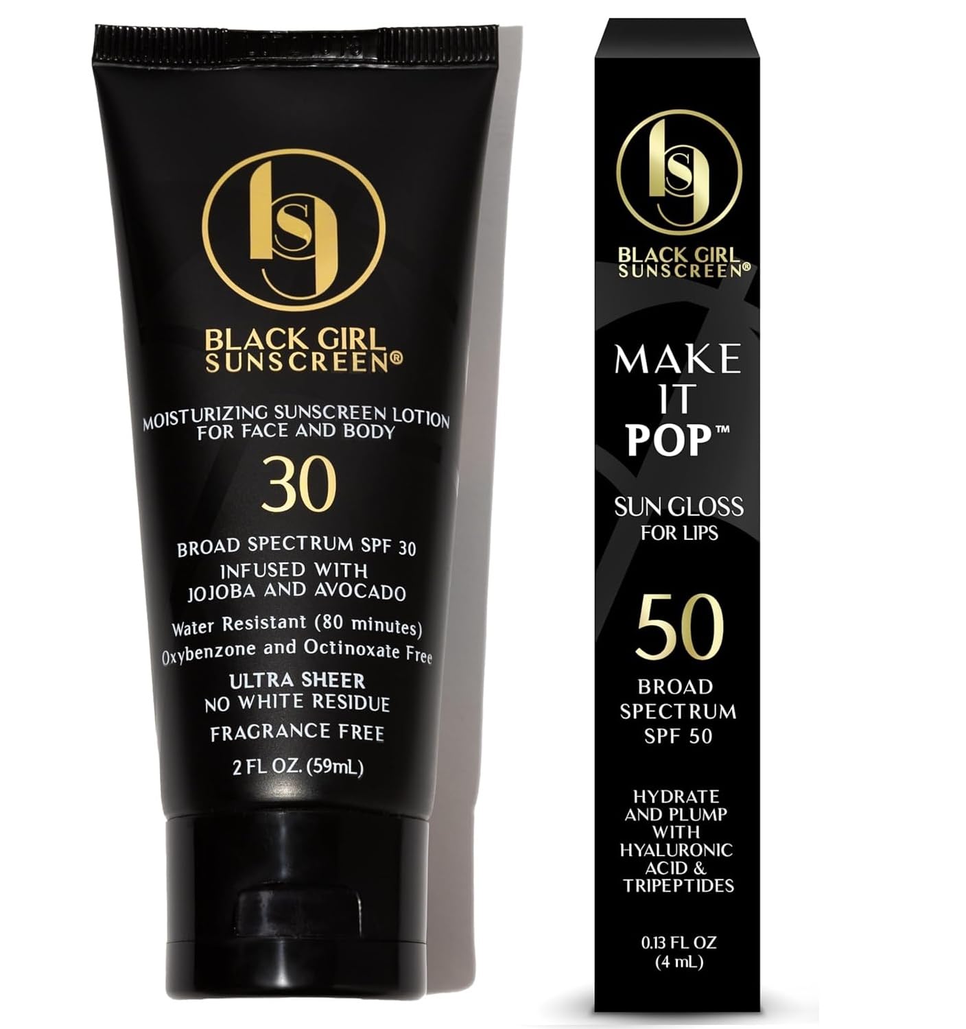 Ultimate Protection & Radiance Kit: Black Girl Sunscreen Duo - SPF 30 Sunscreen Lotion & SPF 50 Sun Lip Gloss for Melanin-Rich Skin