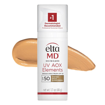 Eltamd Uv Aox Elements Tinted Mineral Face Sunscreen, Spf 50, Tinted Sunscreen For Face With Antioxidants, 1.7 Oz Pump