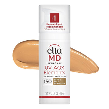 Eltamd Uv Aox Elements Tinted Mineral Face Sunscreen Lotion, Tinted Moisturizer For Face Spf 50 With Antioxidants, For Dry Sensitive Skin 1.7 Oz Pump