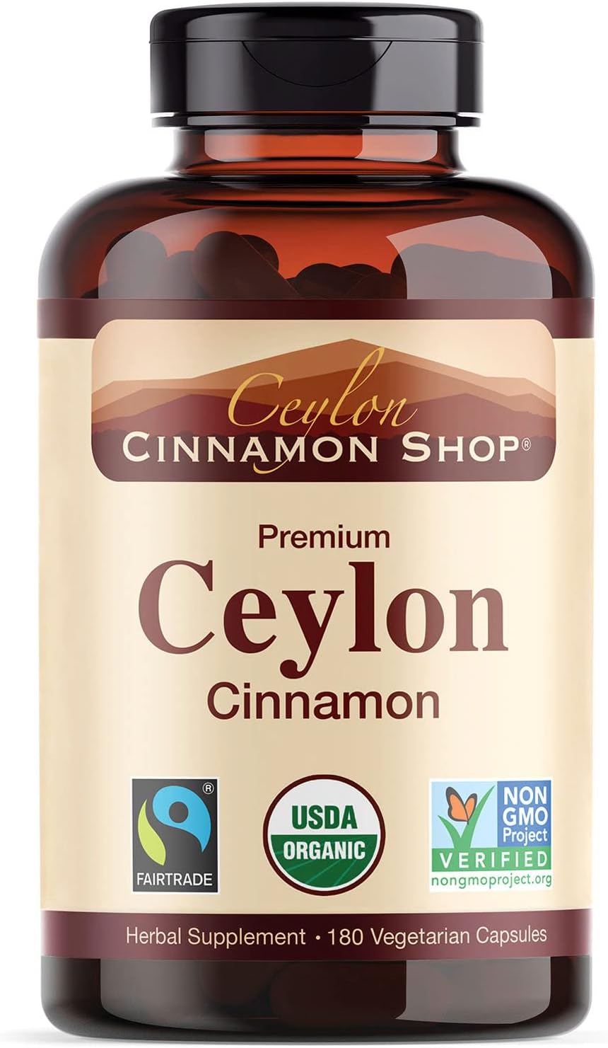 Organic Ceylon Cinnamon (100% Certified) Supplement, 180 Capsules, 3 Month Supply