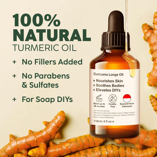 Kukka Turmeric Oil For Skin - 4 Fl Oz - 100% Pure Natural Turmeric Essential Oil For Diffuser - Turmeric Oil For Face Hair Aromatherapy Bath Bombs Soaps Making Scent - Turmeric For Body