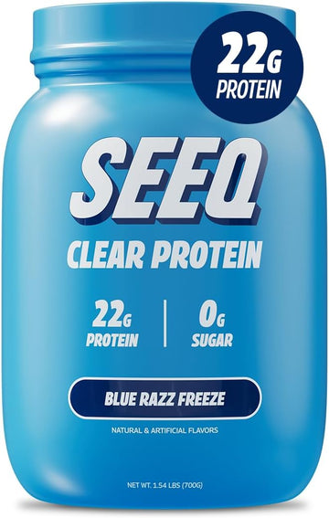 Seeq Clear Whey Isolate Protein Powder, Blue Razz Freeze, 25 Servings, 22G Protein Per Serving, Sugar-Free, Keto-Friendly, Soy-Free Clear Protein Powder, Juice-Like Protein