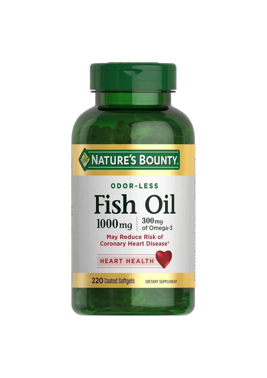 Nature'S Bounty Fish Oil, Dietary Supplement, Omega 3, Supports Heart Health, 1000 Mg, 220 Coated Softgels