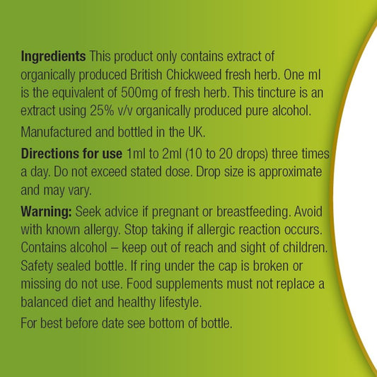 Organic Herbal Remedies 100Ml Chickweed Tincture