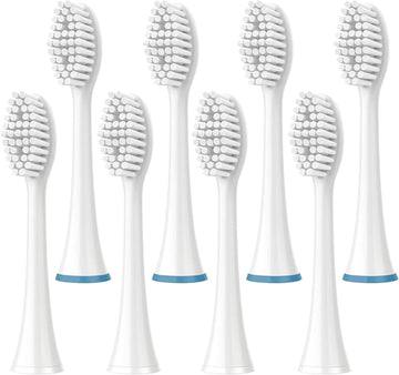 Standard Electric Toothbrush Heads - 8 Pack Electric Toothbrush Replacement Brush Heads For Dazzlepro Elements - Tooth Brush Heads For Aquasonic Vibe, Duo Pro & Black Series Pro (White)