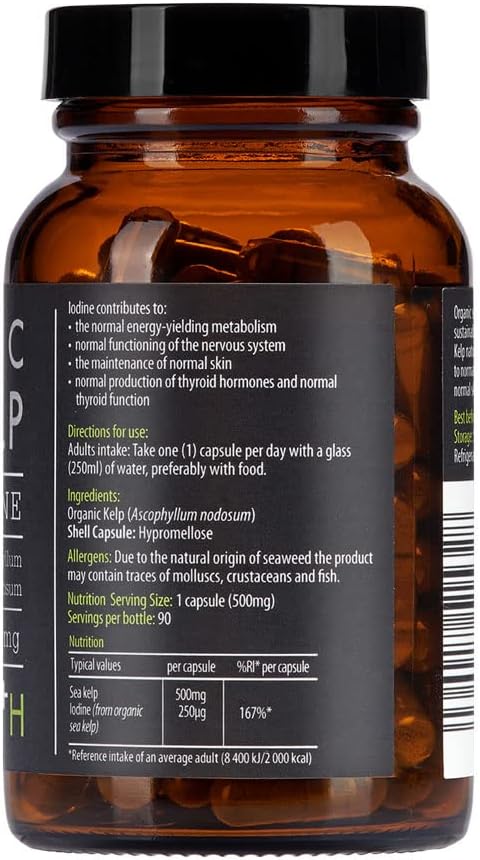 KIKI Health Organic Sea Kelp - 90 Capsules, 500mg | High in Iodine | 100% Plant-Based | No fillers
