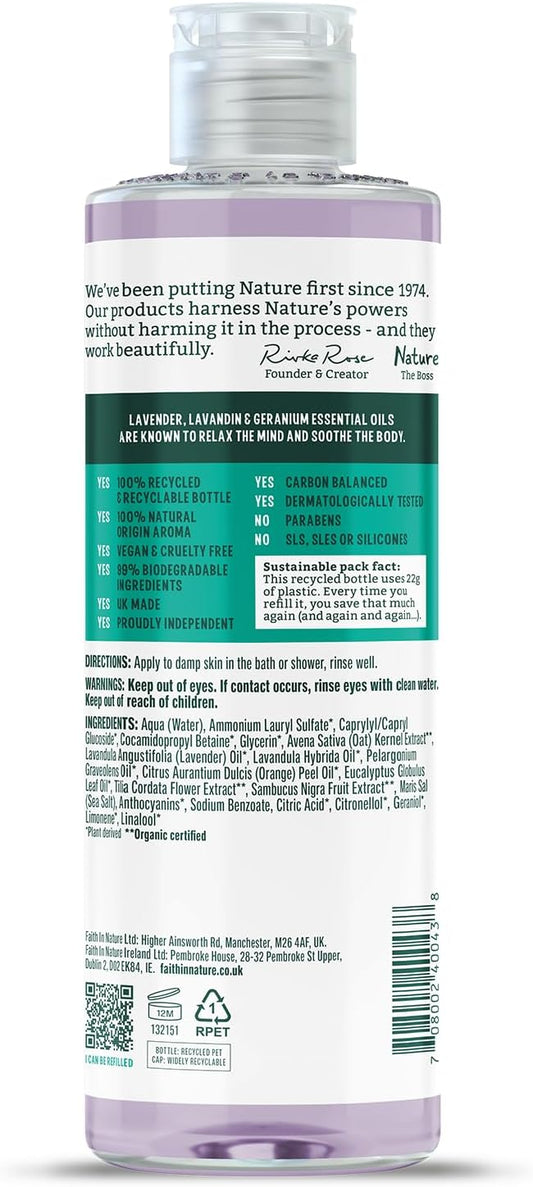 Faith In Nature Natural Lavender And Geranium Body Wash, Relaxing Shower Gel, Vegan And Cruelty Free, No Sls Or Parabens, 400 Ml