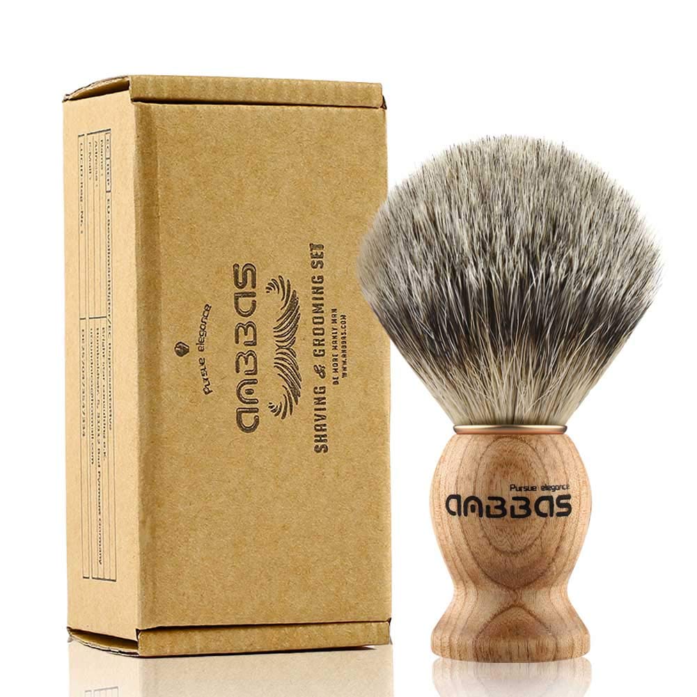 Anbbas Shaving Brush, Handmade Pure Badger Hair Brush With Natural Manchurian Ash Wood Handle For Men Traditional Wet Shaving