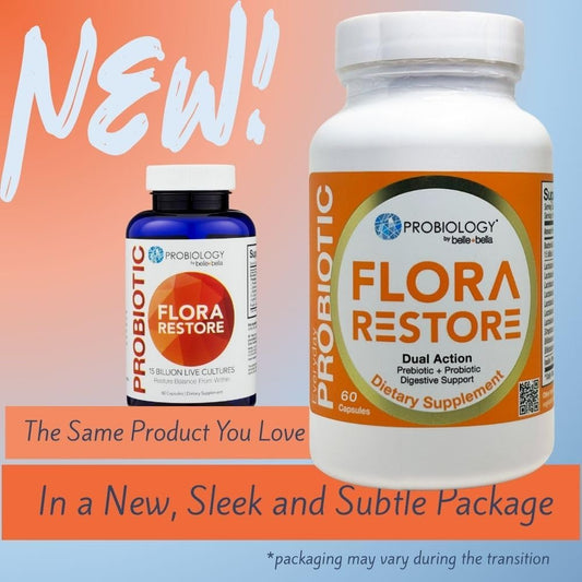 Belle+Bella Flora Restore Daily Probiotic - 15 Billion Live Cultures - Probiotics & Prebiotics For Digestive & Gut Health - Immune Support - Promotes Regularity - Vegan & Gluten Free - 60 Caps