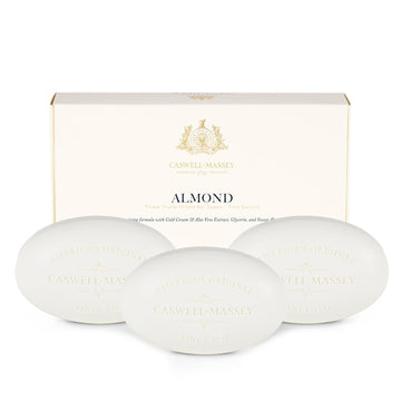 Caswell-Massey Natural Bar Soap Gift Set - Almond Scent - Triple-Milled Moisturizing Body Soap Bars For Men & Women, Plant-Based Formula For Soft Skin, Made In Usa, 3 X 5.8 Oz