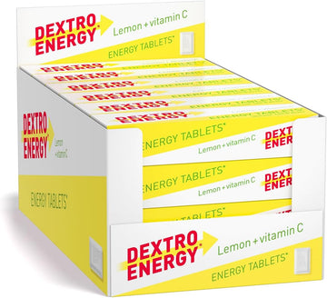 Dextro Energy Lemon Tablets Fast Acting Carbohydrates For A Quick Burst Of Glucose With Vitamin C For Reduction Of Tiredness And Fatigue Vegan 47G (Pack Of 24)