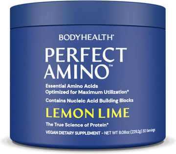 Bodyhealth Perfectamino Powder - Bcaa And Eaa Powder For Pre And Post Workout - Amino Acid Energy Drink Powder For Men And Women To Support Lean Muscle And Recovery - Lemon Lime - 30 Servings