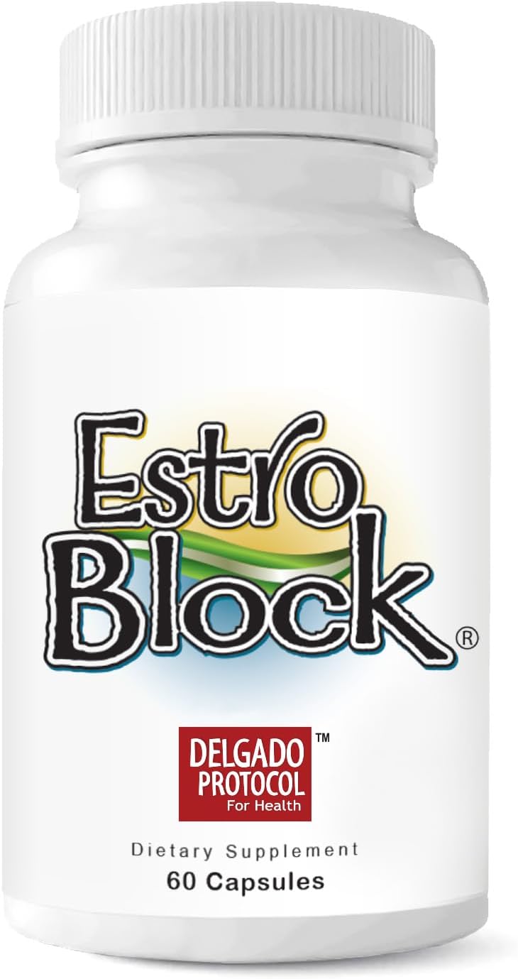 Estroblock Estrogen Balance Supplement - Maintain Clear Skin, Body Defenses For Women & Men - Delgado Protocol - Original Formula W/No Crystalline Dim Against Dysfunction - 60 Capsules