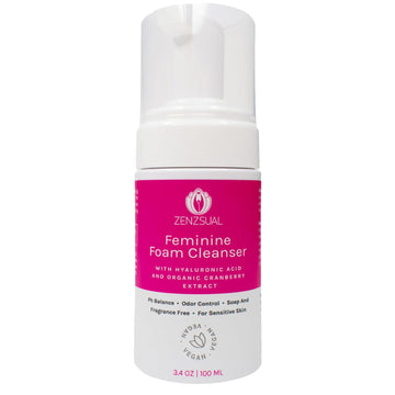 Zenzsual Feminine Foam Cleanser With Hyaluronic Acid & Organic Cranberry Extract – Ph Balanced Feminine Wash For Sensitive Skin, Fragrance-Free Vaginal Cleanser, Hypoallergenic Intimate Care, 1 Oz