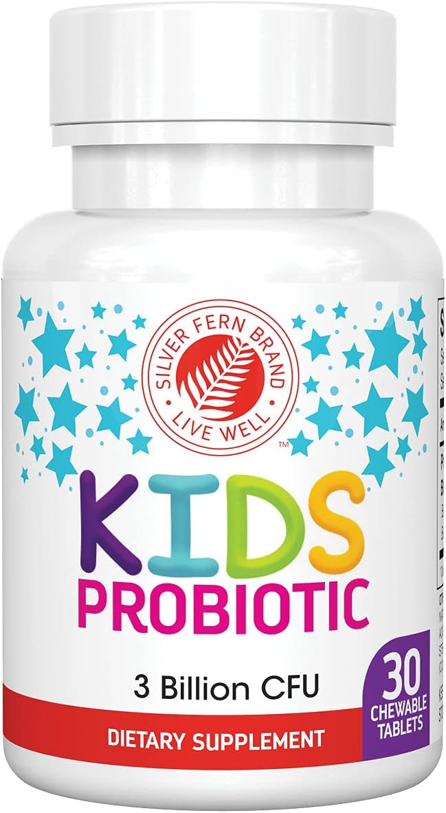 Silver Fern Brand Kids Ultimate Probiotic - 4 Bottles - 30 Chewable Tablets Each - Sugar & Gluten Free - Children'S Dietary Supplement - Dna & Survivability Verified - Digestive & Immune Support