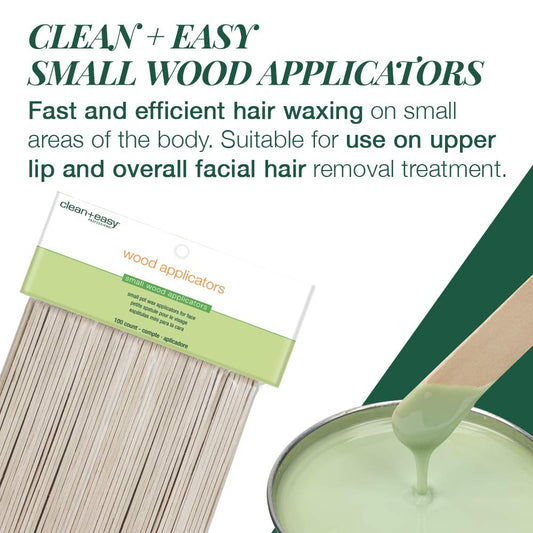 Clean + Easy Large Wooden Wax Stick Applicator – Waxing Sticks For Hair Removal On Body, Legs, Arms, Chest & Back – Disposable Spatula For Salon & At-Home Use, 100 Count