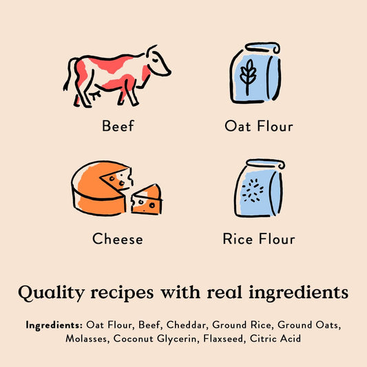 Bocce'S Bakery Say Moo Beef & Cheddar Training Treats For Dogs, Wheat-Free Dog Treats, 6 Oz Bag