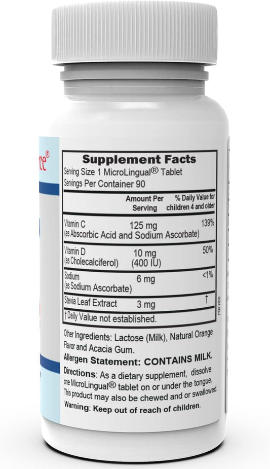 Superior Source Kid?s C + D3, Clean Melts, Quick Dissolve MicroLingual Tablets, 90 Ct, Alternative to Gummies, Vitamin C (30 mg), D3 (400 IU), Immune System Support, Non-GMO