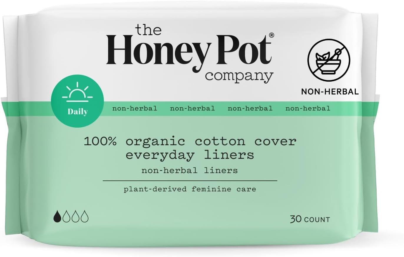 The Honey Pot Company - Non-Herbal Everyday Panty Liners - Organic Pads for Women - Cotton Cover, and Ultra-Absorbent Pulp Core - Feminine Care - 30 ct