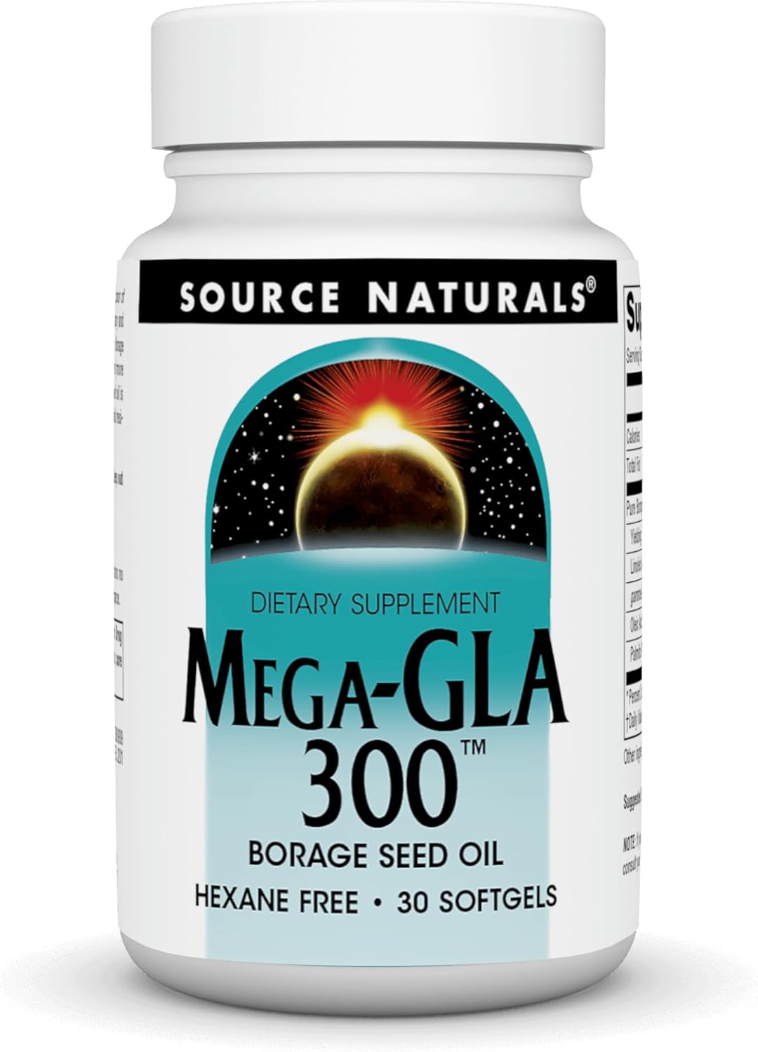 Source Naturals Mega-Gla 300 - Borage Seed Oil That Is Hexane-Free - 30 Softgels