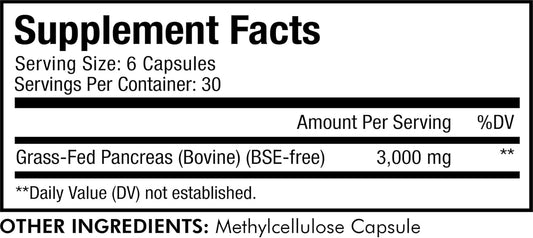 Codeage Grass Fed Beef Pancreas Supplement Glandulars - Freeze Dried, Non-Defatted Desiccated Beef Pancreas Pills – Pancreatic Enzymes Diet Meat - Pasture Raised Argentina Beef Vitamins - 180 Capsules