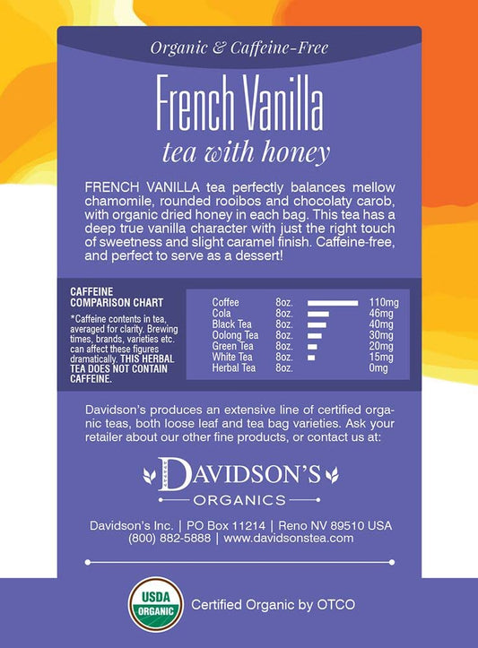 Davidson'S Organics, French Vanilla, 8-Count Tea Bags, Pack Of 12