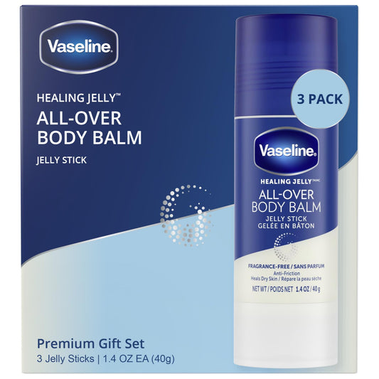 Vaseline All Over Body Balm Jelly Stick, Travel Size – Chafing Stick, Vaseline Lotion For Extremely Dry Skin, Petroleum Jelly Sticks With Vitamin E For Glowing Skin, Unscented, 1.4 Oz Ea (Pack Of 3)