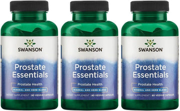 Swanson Prostate Essentials - Mineral And Herbal Supplement Promoting Prostate Health Support - Zinc Andsaw Palmetto Formula Aiding Urinary Tract Flow And Bladder Control -(90 Veggie Capsules) 3 Pack