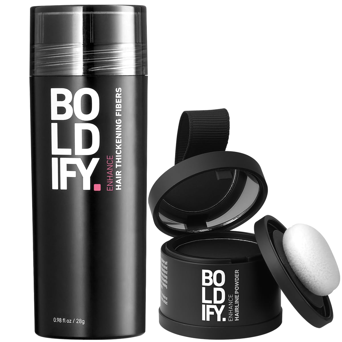 Hairline Powder (Black) + Hair Fiber (Black): Boldify Bundle That Instantly Conceals Hair Loss Hair Powder For Thinning Hair, Root Cover Up