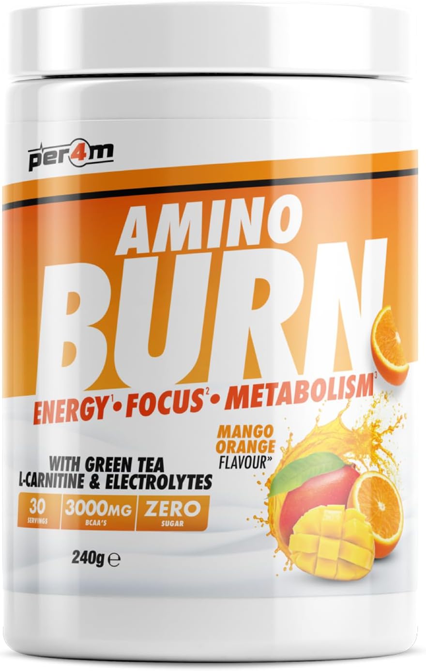 Per4M Amino Burn Powder | L-Carnitine, Cayenne, Green Tea, Pine Bark Extract & Caffeine | Increases Allertness & Attention | Suitable For Vegans | Sugar Free (Lemon Lime Popsicle, 240G)