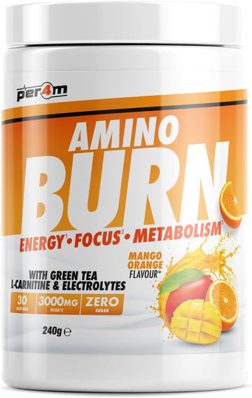 Per4M Amino Burn Powder | L-Carnitine, Cayenne, Green Tea, Pine Bark Extract & Caffeine | Increases Allertness & Attention | Suitable For Vegans | Sugar Free (Lemon Lime Popsicle, 240G)