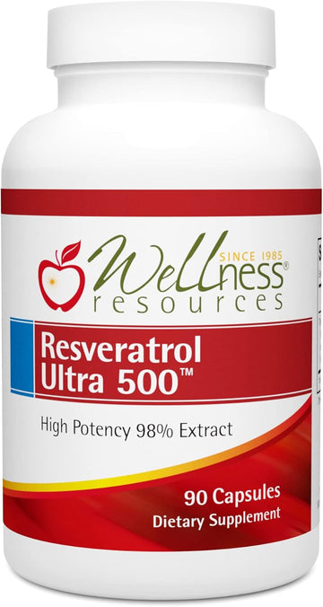 Wellness Resources Resveratrol Ultra 500 - High Potency 98% Trans-Resveratrol 500Mg Per Capsule (90 Capsules)