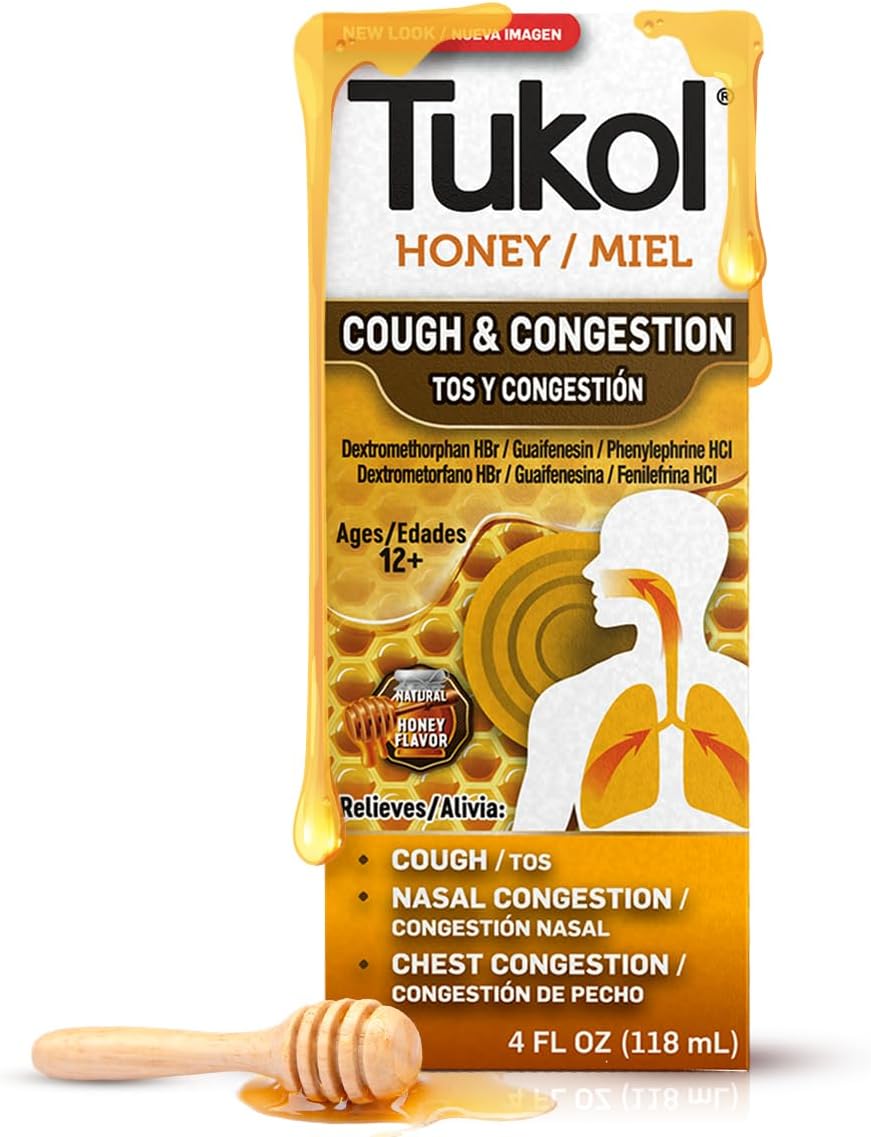 Tukol X-Pecto Honey Cough Syrup For Adults, Dm Cough Expectorant, Chest Congestion Relief, Cough Dm, Expectorant Cough Syrup, Fast Relief For Cough And Chest Congestion, 4 Fl Oz