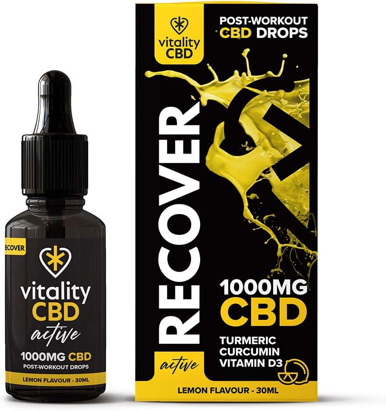 Vitality CBD Active Recover Drops with Turmeric, Curcumin, Vitamin D3, 1000mg of CBD, Lemon Flavour, 30ml, NO THC : Amazon.co.uk: Health & Personal Care
